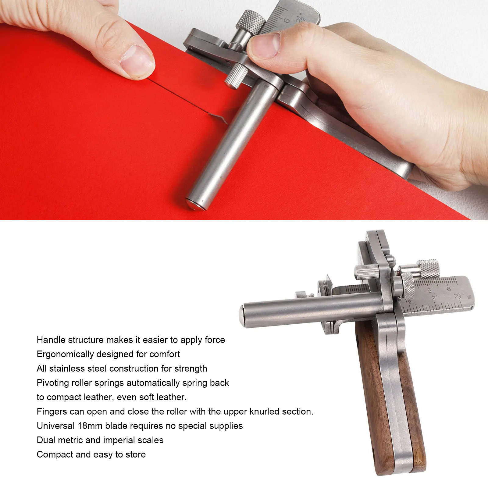 Leather  Strap Cutter Manual Leather Strip Cutter 304 Stainless Steel 10‑60mm Leather Strip Cutter Tool for Handcraft