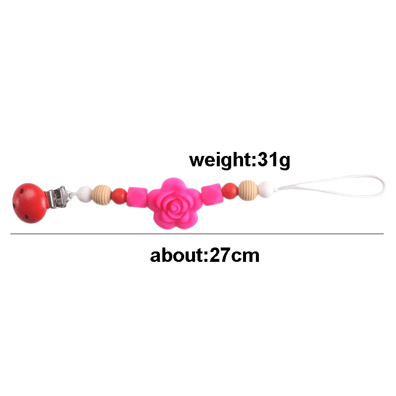 Baby Silicone Flower Pacifier Clip Chain Newborn Dummy Nipple Holder Clips BPA Free Teething Toys Soother Pendant Holder