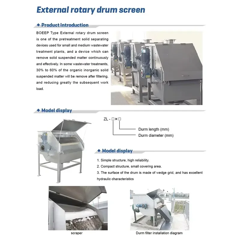 for Sell Gluten Washer Rotary Drum Filter Sewage Solid Suspended Matter Rotary Drum Filter