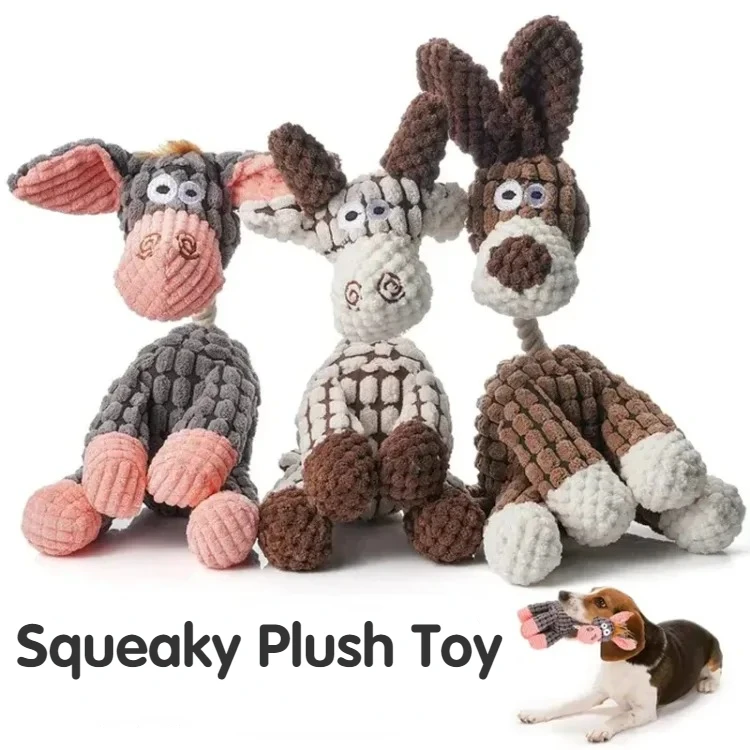 Leuke Huisdier Speelgoed Ezel Vorm Corduroy Kauw Speelgoed Voor Honden Puppy Pieper Pluche Bot Kies Hond Speelgoed Huisdier Training Hond Accessoires