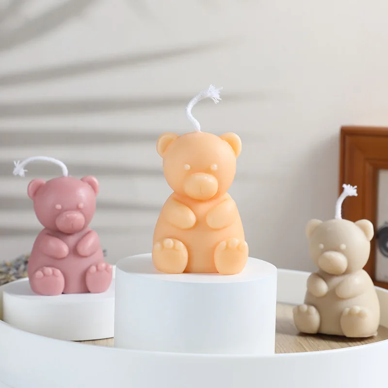 3D simpatico cartone animato orso candela in silicone stampo in resina gesso cubetto di ghiaccio stampo da forno arredamento camera da letto regali