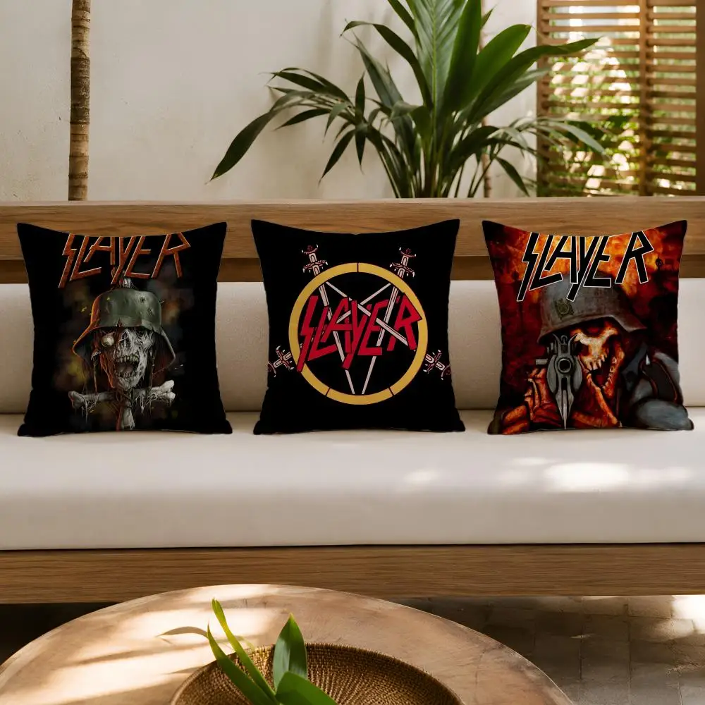 Classic Band S-Slayer Cushion Cover Wrinkle-Resistant Short Plush Cushion Covers Breathable Machine-Washable