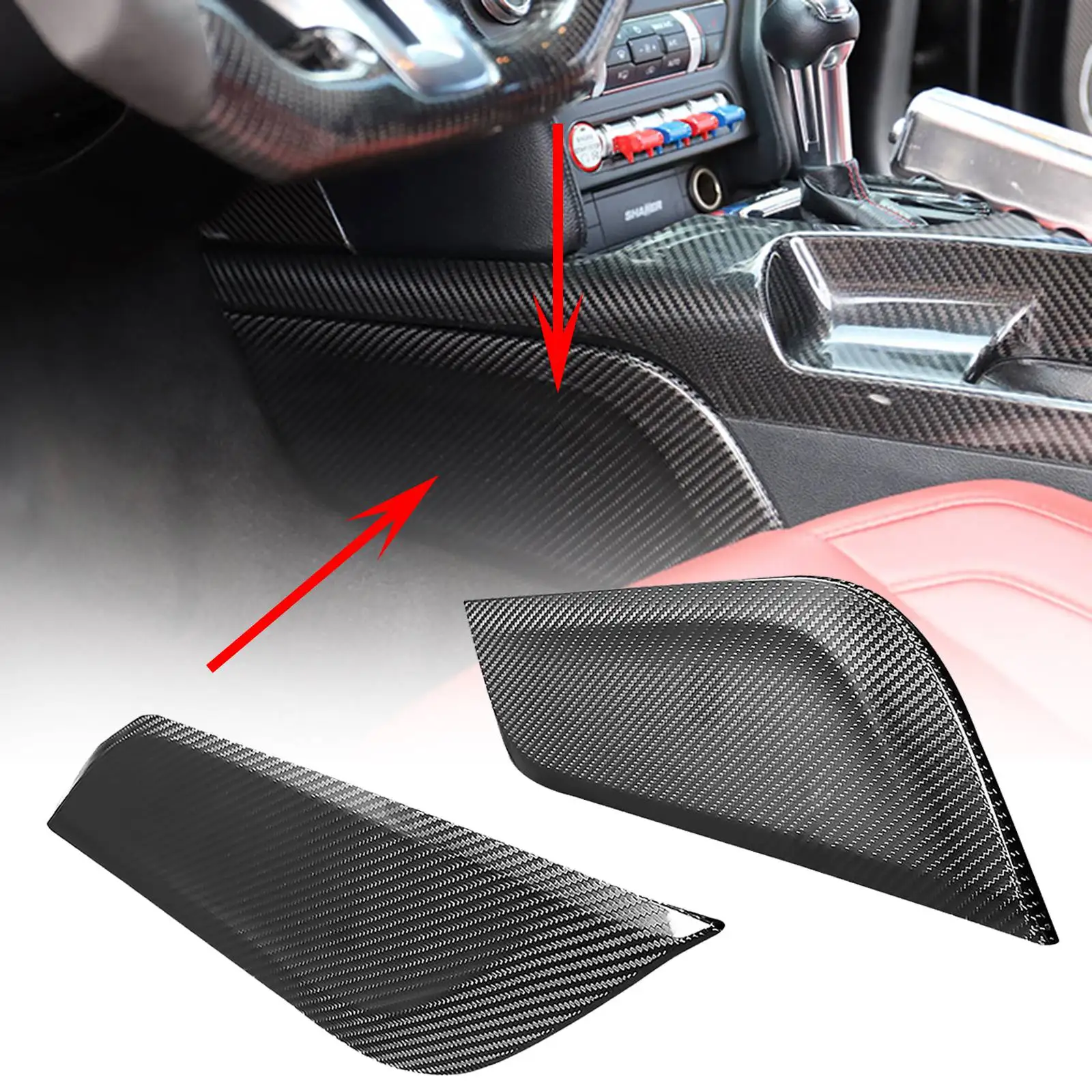 Real Dry Carbon Fiber Car Interior Center Console Side Panel Trim Cover For Ford Mustang 2015-2018 Auto Decor Styling Accessorie