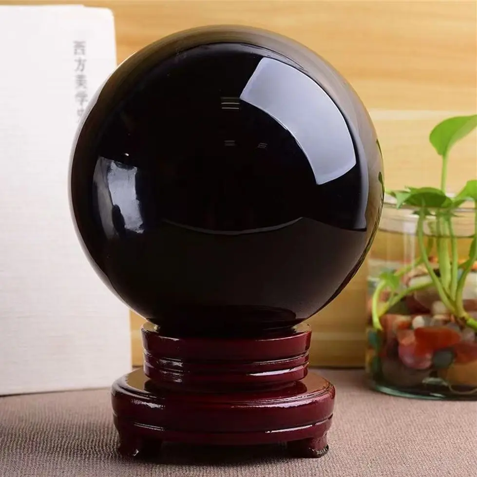 

Natural Black Obsidian Sphere Large Crystal Ball Magic Ball Healing Crystals Gemstone feng shui Sphere Decoration Without Base