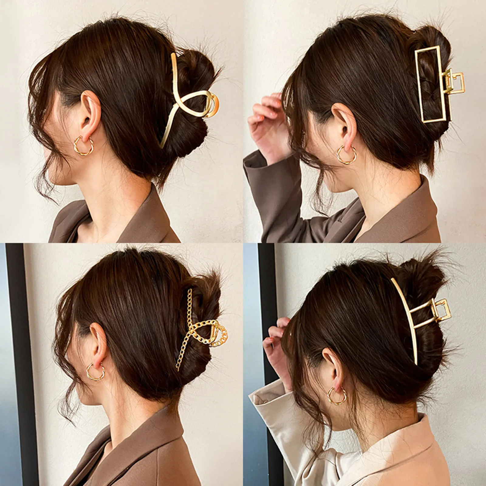 Geometric Metal Hair Claw para mulheres e meninas, Crab Clips, Elegant Twist Headband, Hairpin, Hair Clamps, Acessórios de moda