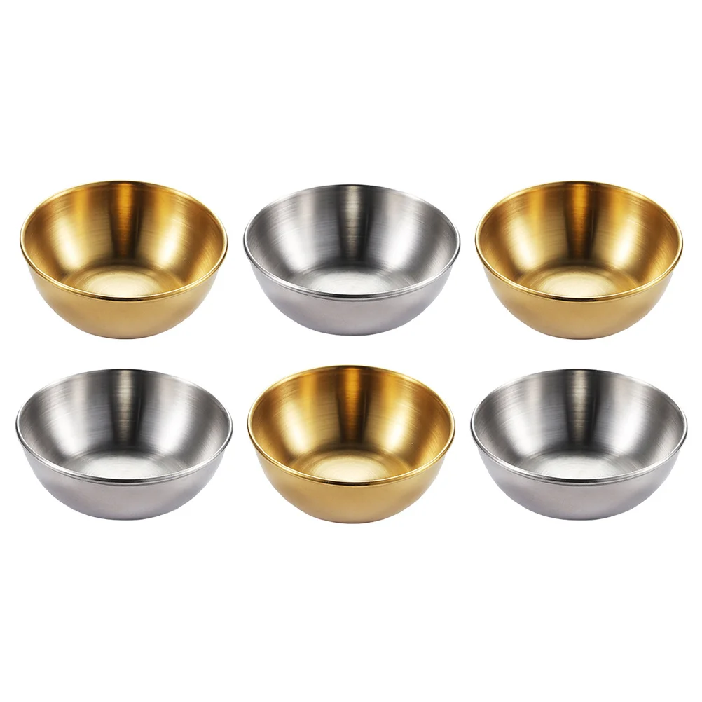 

6pcs Stainless Steel Sauce Dish 2.76 Inch Round Dipping Bowl For Soy Sauce Vinegar Kimchi Appetizer Serving Condiment Plate Food