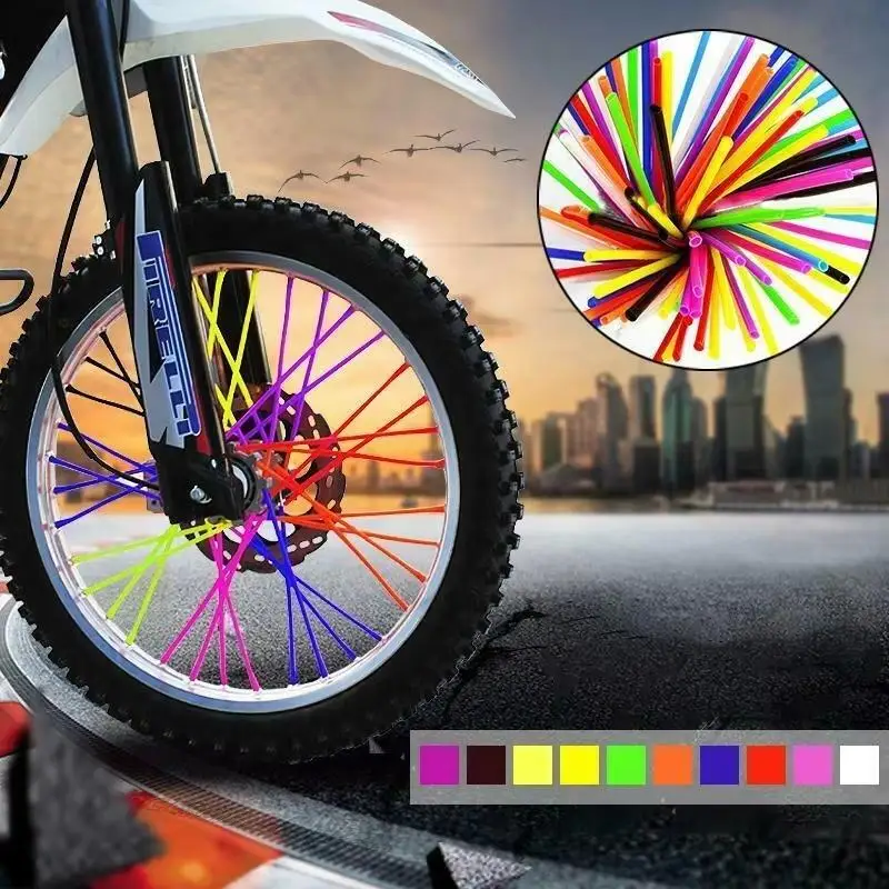 Motocross Wheel Spoke Covers 72PCS Multicolor Universal Durable Dirt Bike Rim Spoke Wraps for Motorbike Modification Gifts