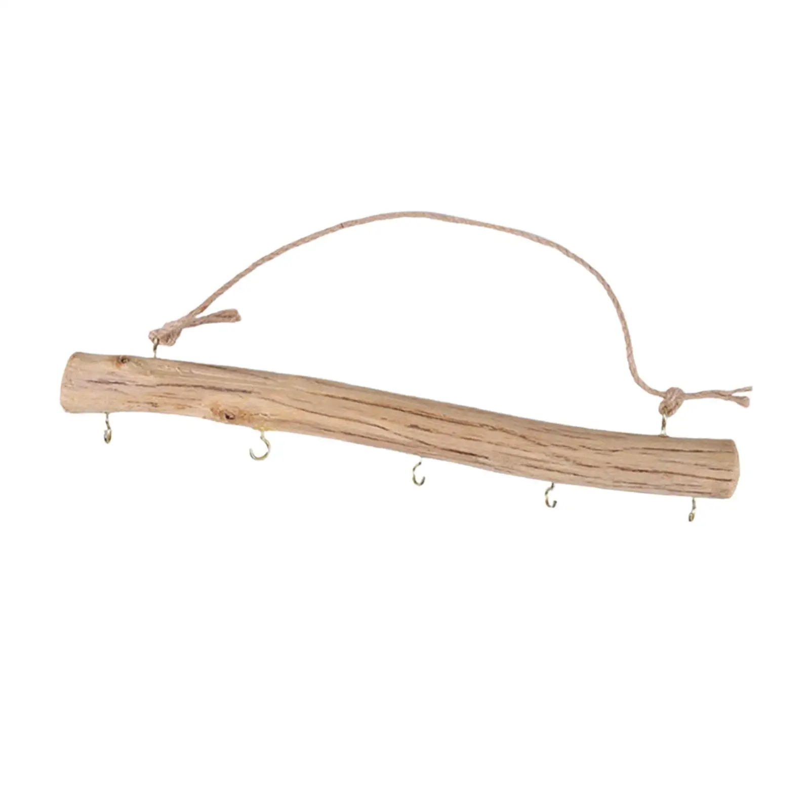 Beige Wooden Wall Hook Branch Design Coat Hanger for Jewelry Hats Bags Keys Home Vintage Shelf