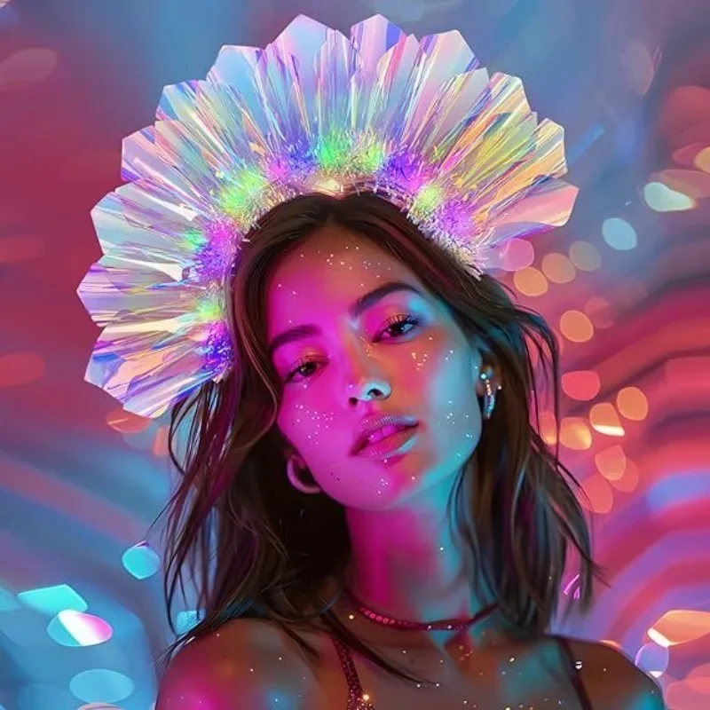 Glowing Laser Headband Light Up Hair Hoop Colorful LED Party Accessories for Halloween Christmas Stage Show Decoration Gift view 3