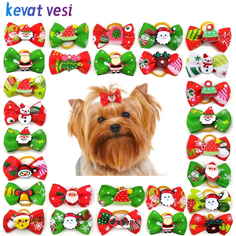 

10/20/30Pcs Dog Bows Christmas Cute Puppy Hair Rubber Bands Christmas Hair Accessories Dogs Grooming Bows Small Dog Pet Supplies