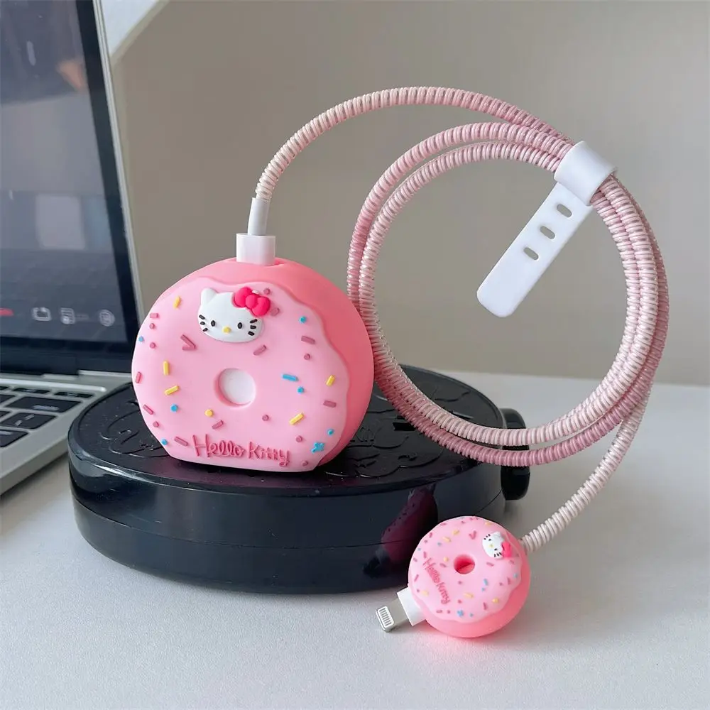 Hello Kitty Charger Cable Protector Case,3D Cartoon Silicone 18W 20W Fast Charger Cover USB Date Cable Wider For Iphone 15 Pro