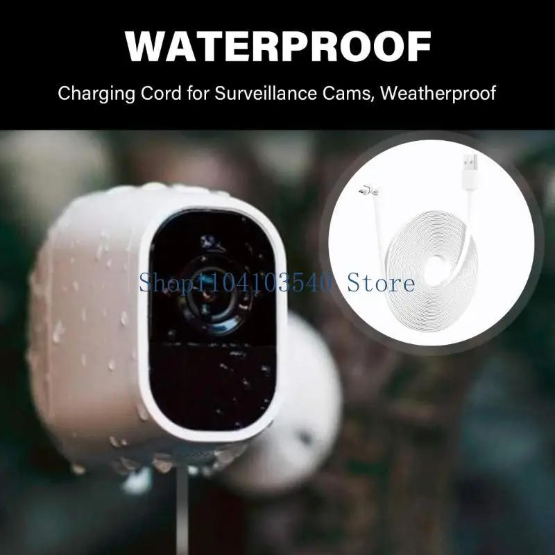 

02DC Прямоугольный кабель питания Разъемы для зарядки камеры 32,8 фута/10 м Всепогодный наружный кабель Прямоугольный USB-кабель