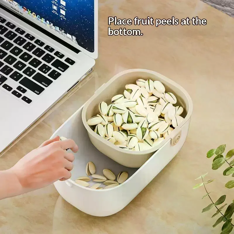 Double Layer Drain Basket Snacks Dried Fruit Box: 1PC Thickened Household Plate Kitchen Tray