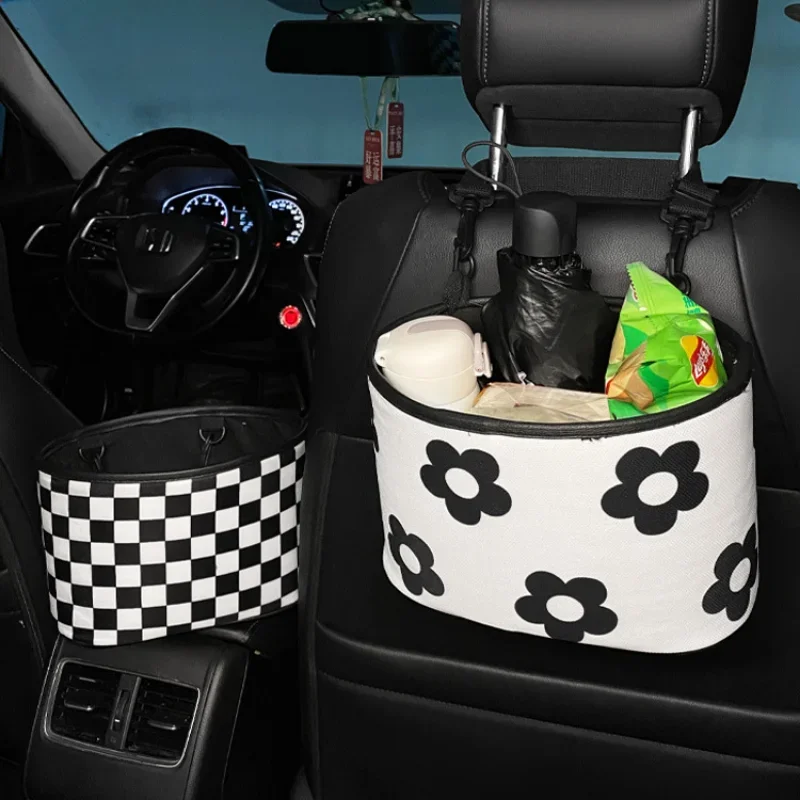 Car Seat Back Storage Bag Creative High-end Car Storage Box Women's Car Rear Seat Storage Finishing Box Car Trash