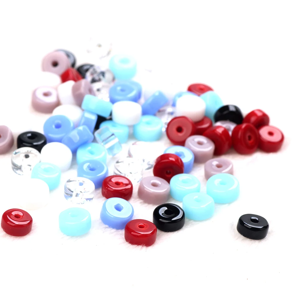 

45G/Bag 6MM Glass Abacus Bads DIY Handmade Bead Material Bracelet Necklace Jewelry Loose Bead Accessories