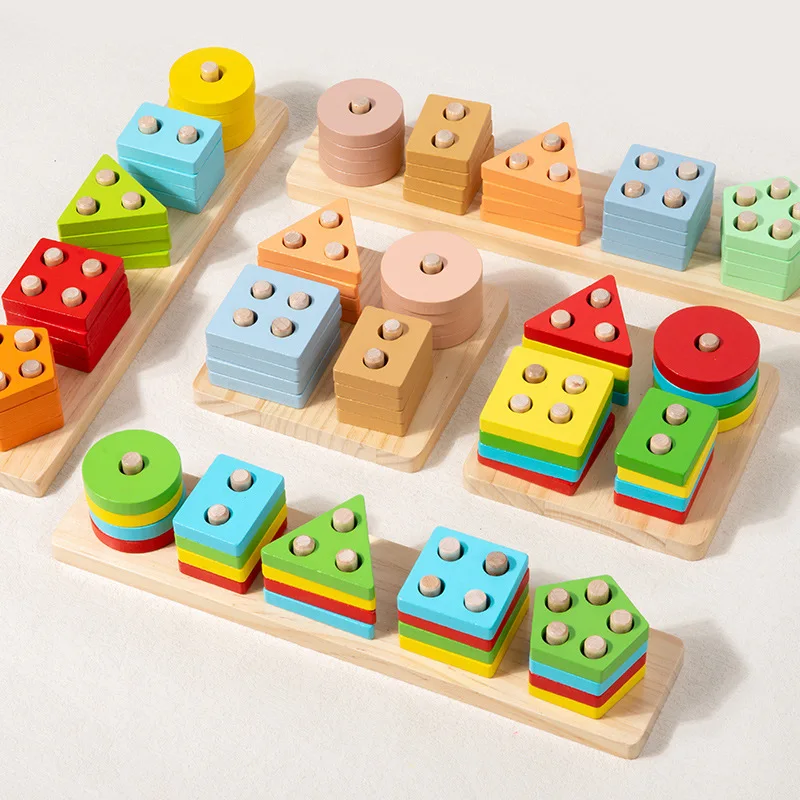 Wooden Puzzle Early Education Toys Intelligence Training Shape Toys Paired with Building Blocks