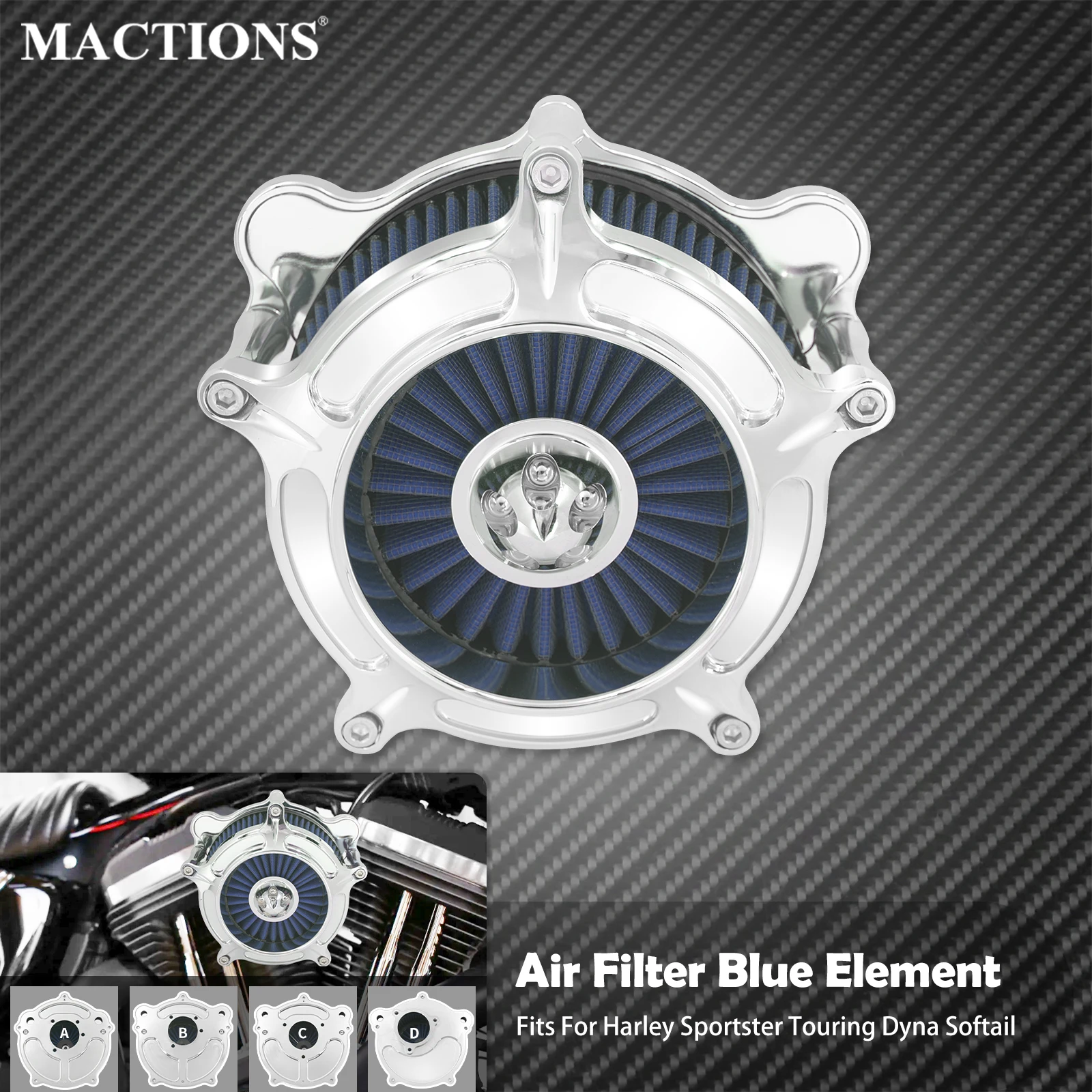 

Motorcycle Air Filter Blue Element Chrome Air Cleaner For Harley Touring Electra Road Glide Sportster XL Dyna Softail FLFB FLS