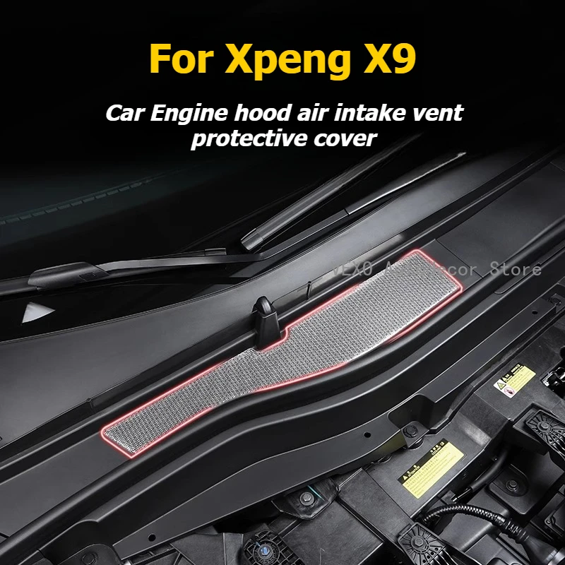 For Xpeng X9 2025 2026 Stainless Steel Car Front Hood Air Intake Vent Special Protective Cover Air Inlet Insect Protective Cover
