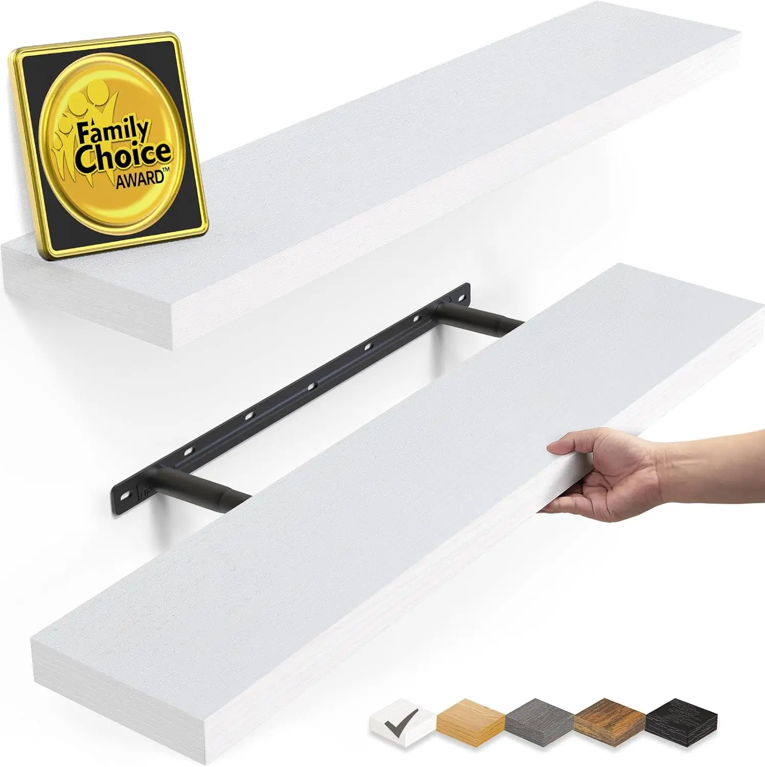 

Floating Shelves White, 22.5 inch Rustic Wood Wall Mounted Shelves for Bathroom, Bedroom, Living Room, Kitchen & Office