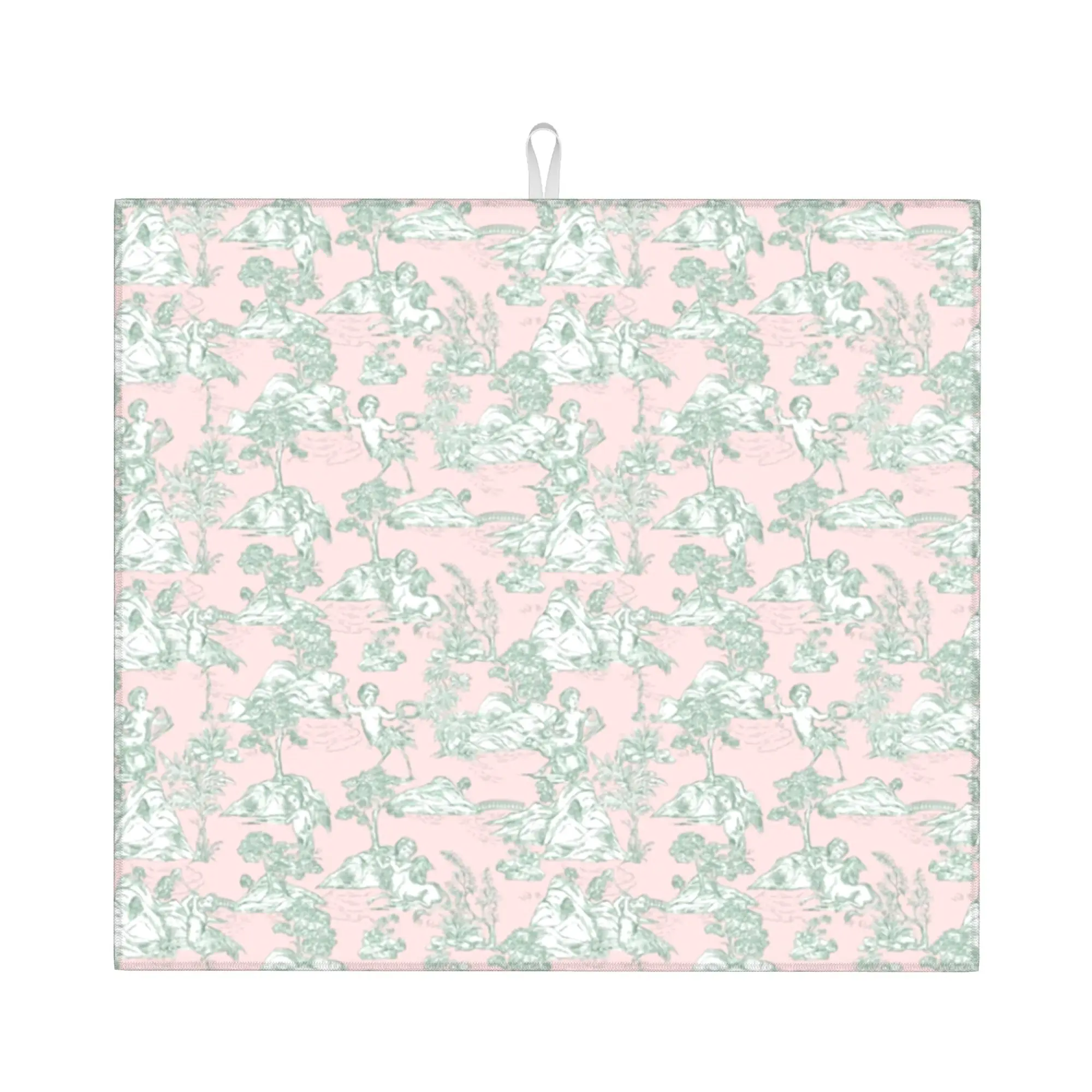 Drying Mat For Kitchen Toile De Jouy Water Absorbent Waterproof Reusable  On Slip Kitchen Counter Protector Mat