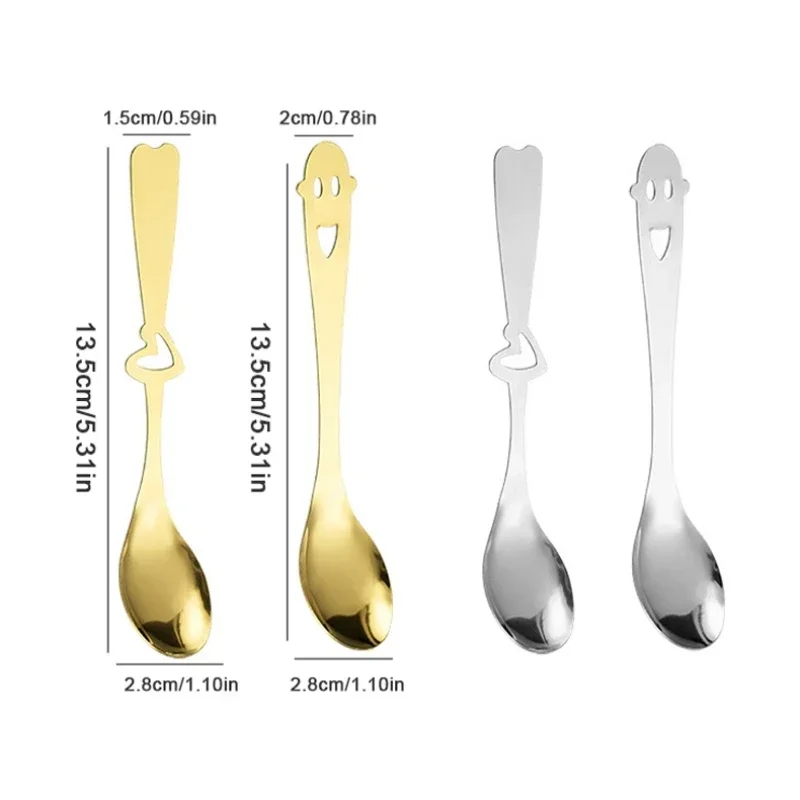 Xgnvpy Stainless Steel Hollow Heart-shaped Smiley Spoon Creative Cute Coffee Spoon Ice Cream Small Spoon Wedding Ceremony