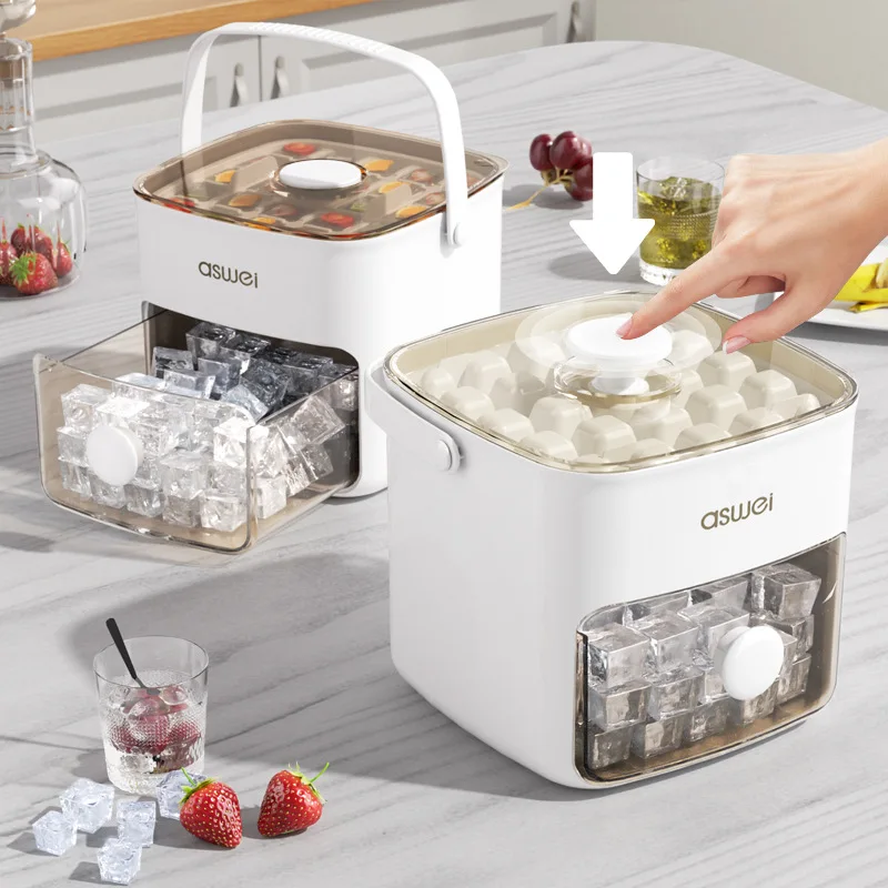 48 Grid Portable Water Injection Ice Tray Mold Food Grade Silicone Press Type Ice Cube Tray Mold DIY Ice Maker Ice Cube Tray 