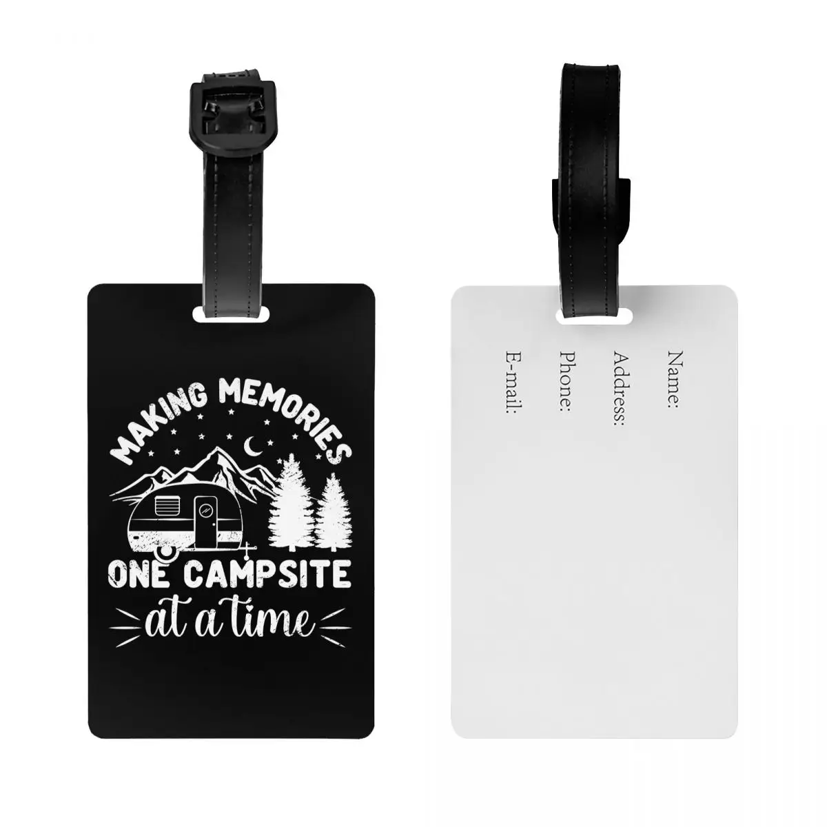 Custom Happy Campers Adventure Camping Luggage Tag Privacy Protection Baggage Tags Travel Bag Labels Suitcase