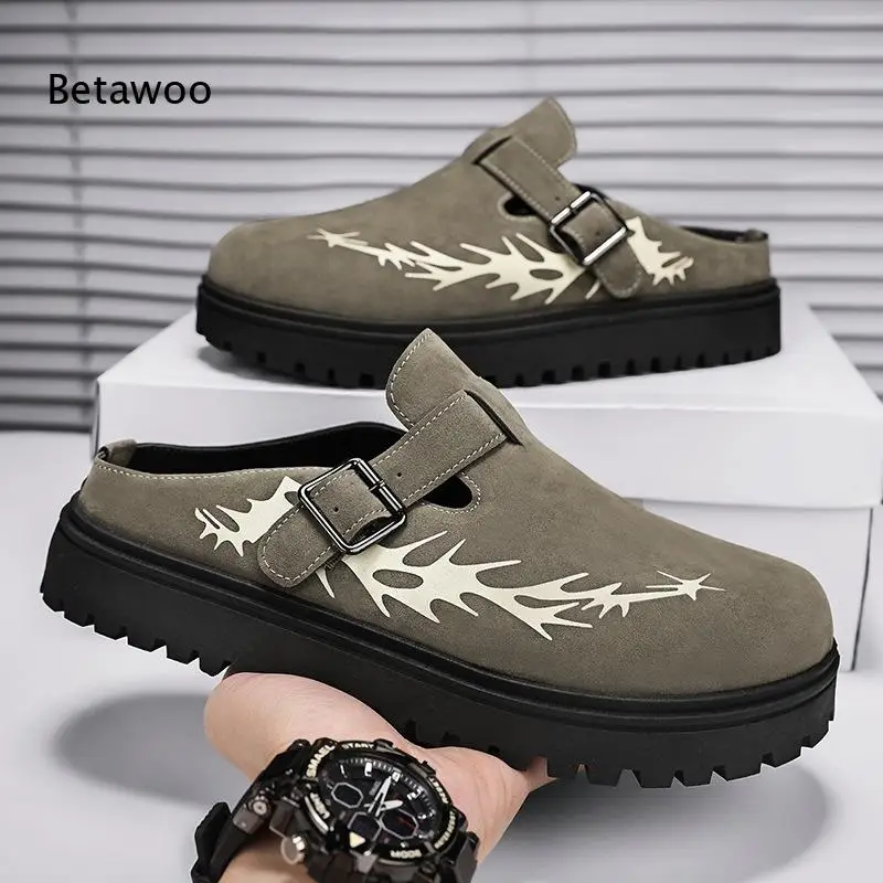 Black & Khaki Tone Urban-Ready Street Casual Slides