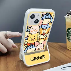 Aoger Sanrio Cinnamoroll Winnie the Pooh invisible bracket Phone Case for iPhone 14 12 13 11 Pro Max 7 Funda Liquid Cover