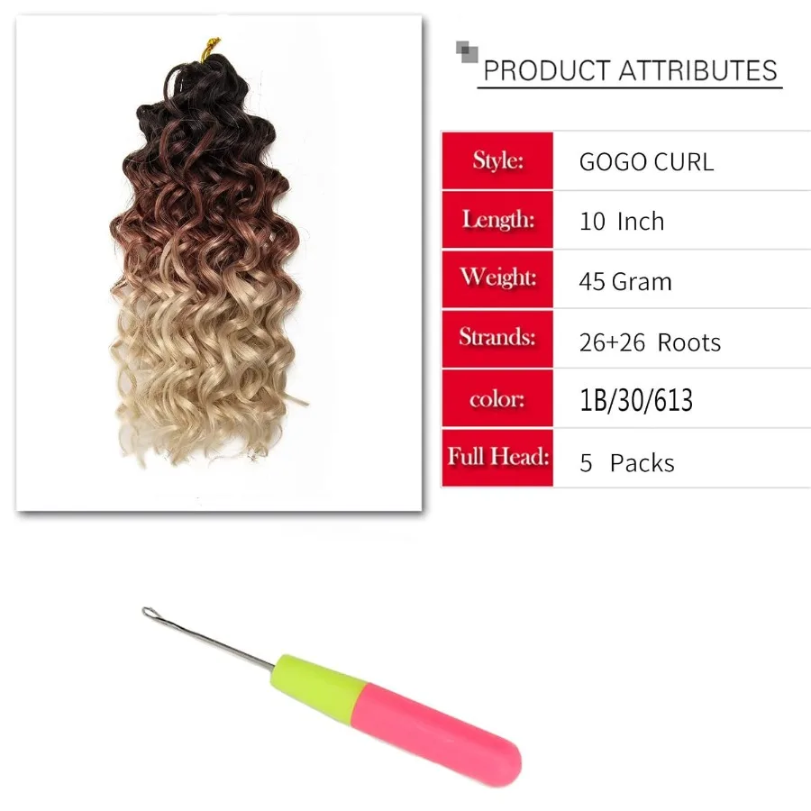 8 عبوات شعر كروشيه مجعد GoGo حليقة للنساء موجة عميقة تجديل الشعر الاصطناعية البوهيمي جديلة شعر كروشيه موجة المياه