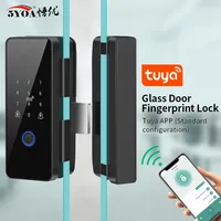 5YOA Tuya APP Glasses Fingerprint Lock Bluetooth Smart Glass Door Biometric Door Lock 13.56Mhz RFID Remote Control Unlock
