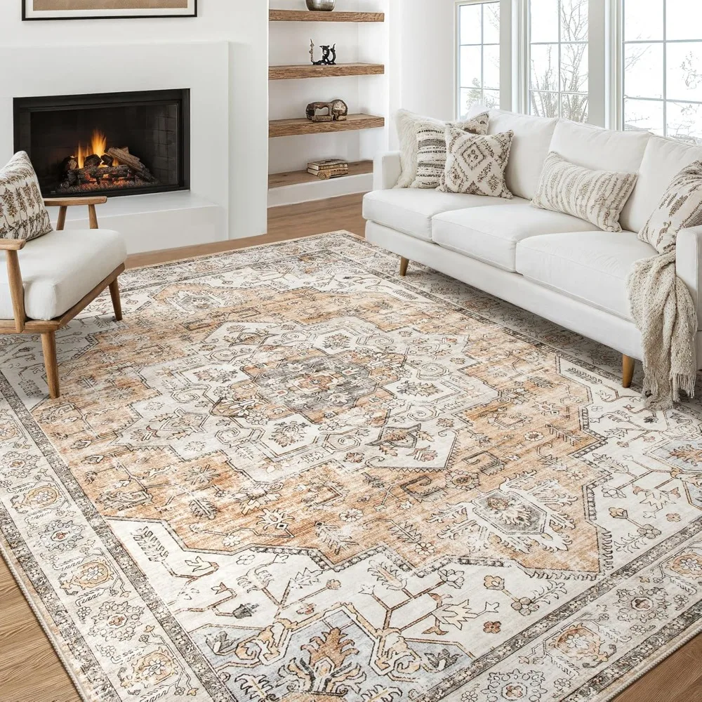 

Washable Vintage Area Rug- Soft Traditional Rug for Living Room, Bedroom, Dining Room or Home Office