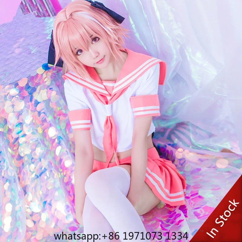 Fate Apocrypha Astolfo Cosplay Costume Men Women JK School Uniform Sailor Suit Halloween Party Costume