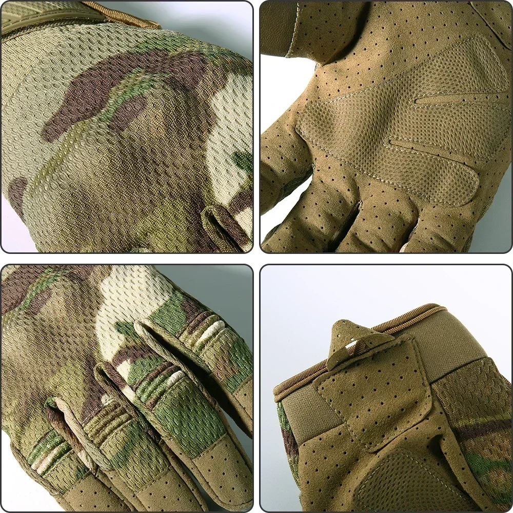 Guantes tácticos para hombre, guantes de ciclismo con pantalla táctil, guantes deportivos de camuflaje del ejército para exteriores, motociclismo,