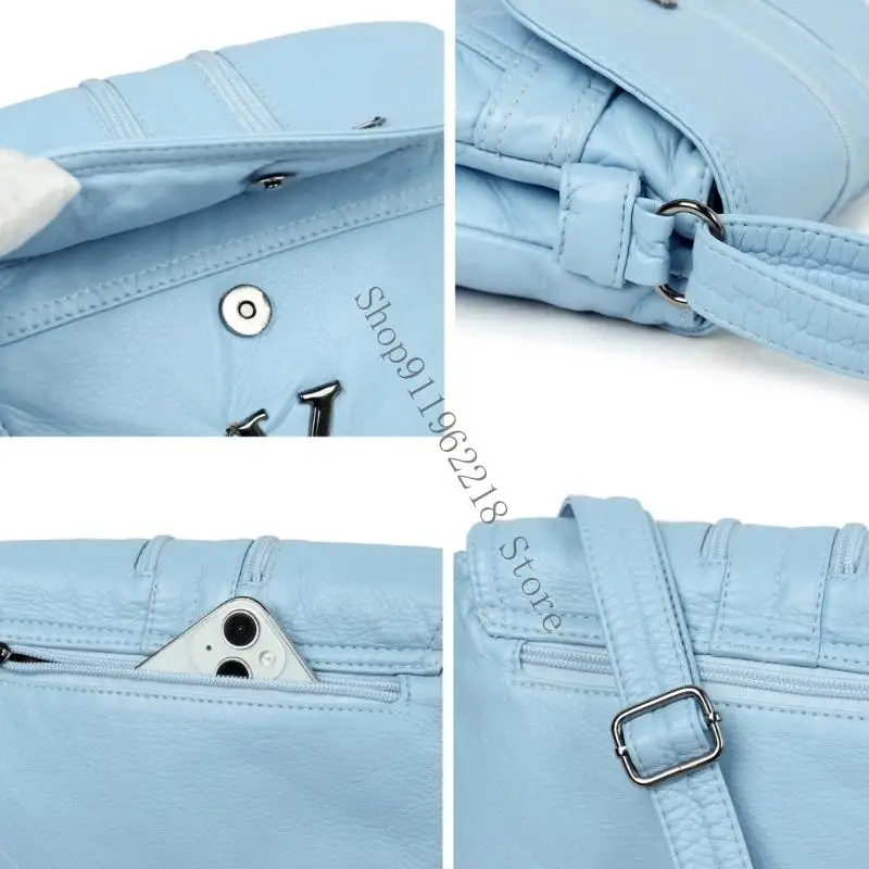 

Women's Crossbody Bag Featuring Multiple Pockets Zipper and Soft PU Leather Work Travel Shoulder Bag Adjustable Strap 066F