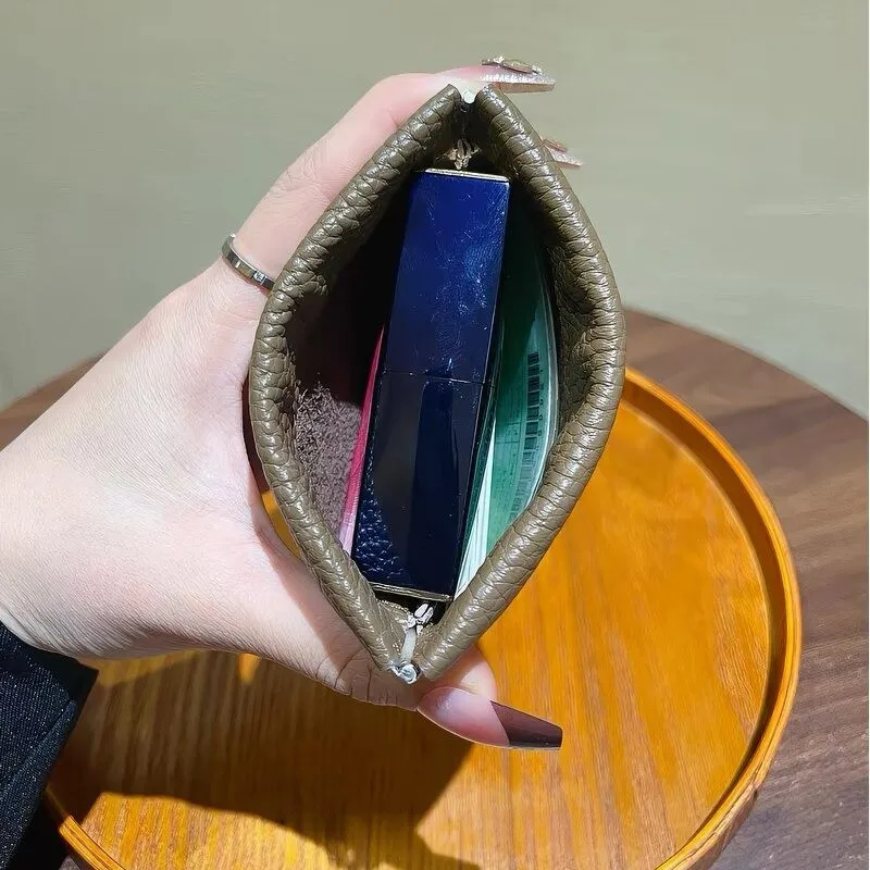 Genuine Leather Coin Purse Togo Cowhide Hollow out Card Holder Car Key Lipstick Storage  Elegant Document Bag