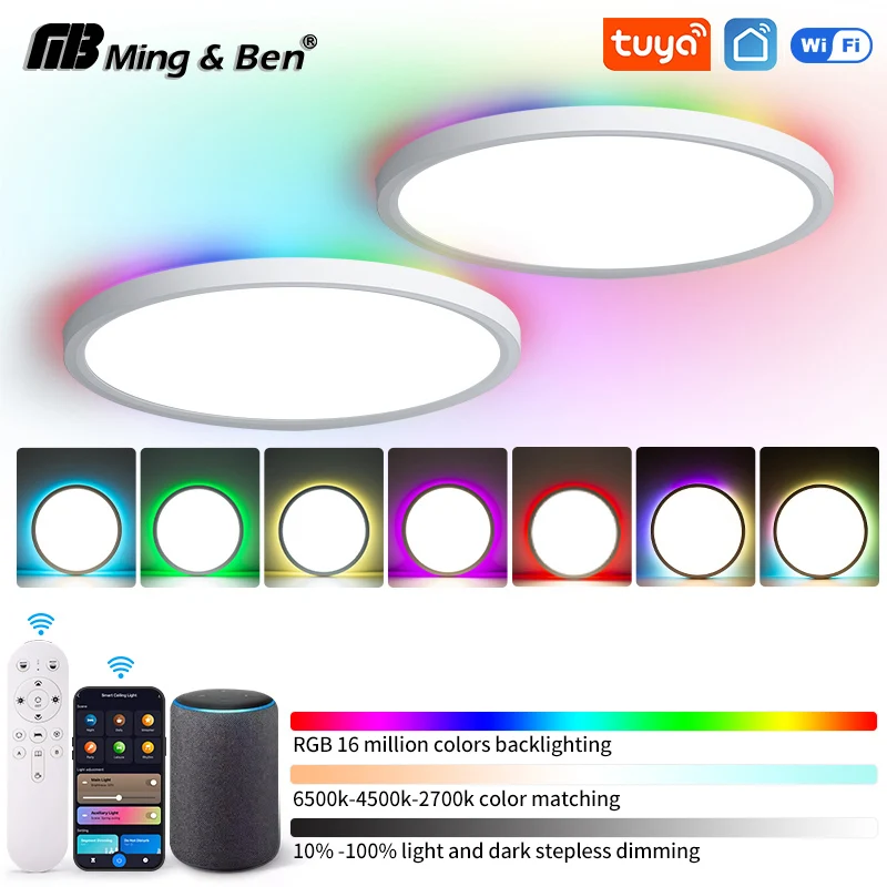 TUYA RGB Plafoniera 36W 220V Dimmerabile Con APP Alexa Telecomando Vocale Che Scorre Lampada Intelligente Per Soggiorno Festa Casa Deco