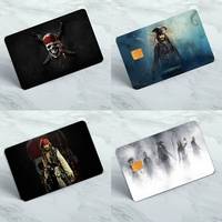 Pirates Of The Caribbean Anime Cartoon 1 Set Of 4 Pcs Bear Skin Sticker Film Tape Case For Big Credit Debit Card Front Side