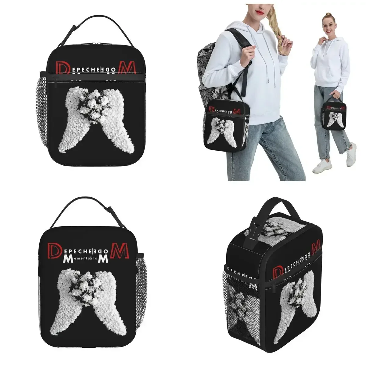 Witte Vleugels Depeche Cool Mode Geïsoleerde Lunchtas Thermische Maaltijdcontainer Grote Draagtas Lunchbox Voedselopbergzakken Kantoorreizen