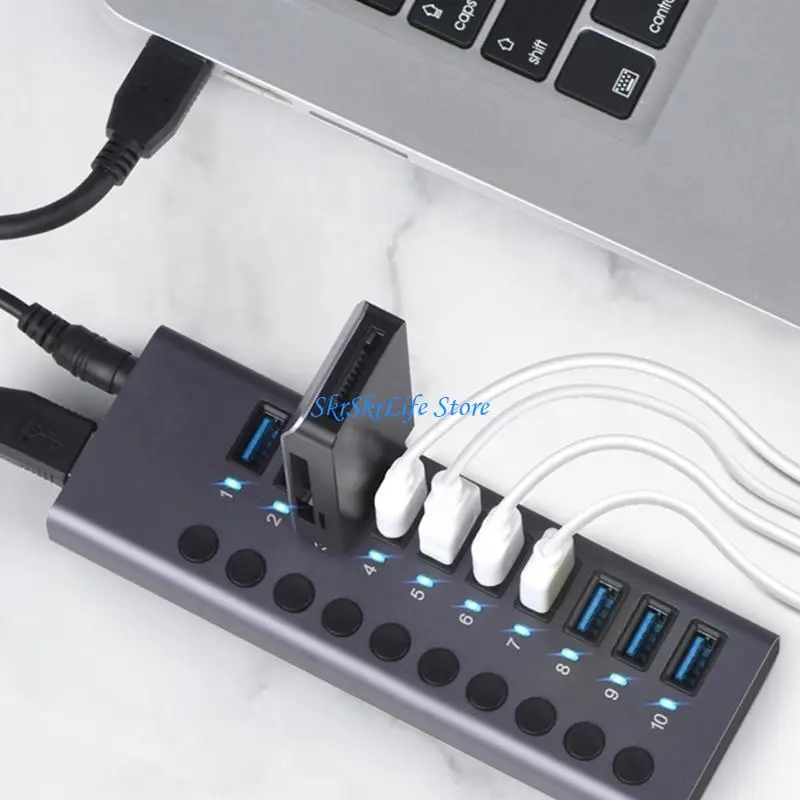 

E65E Multi Port USB3.0 Hub Expands To 10 Port USB Splitter Adapter 5Gbps Fast