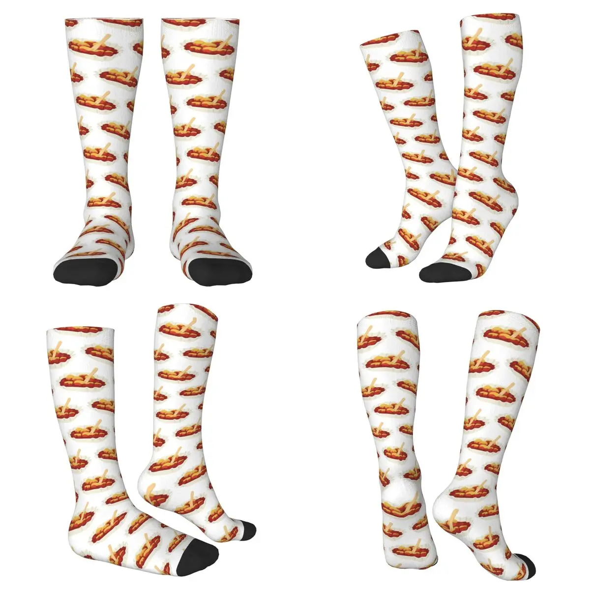 All Seasons Currywurst Eating Fast Food Foodie Socks Harajuku Sport Middle Tube Socks Soft Fashion Stockings for Men Women