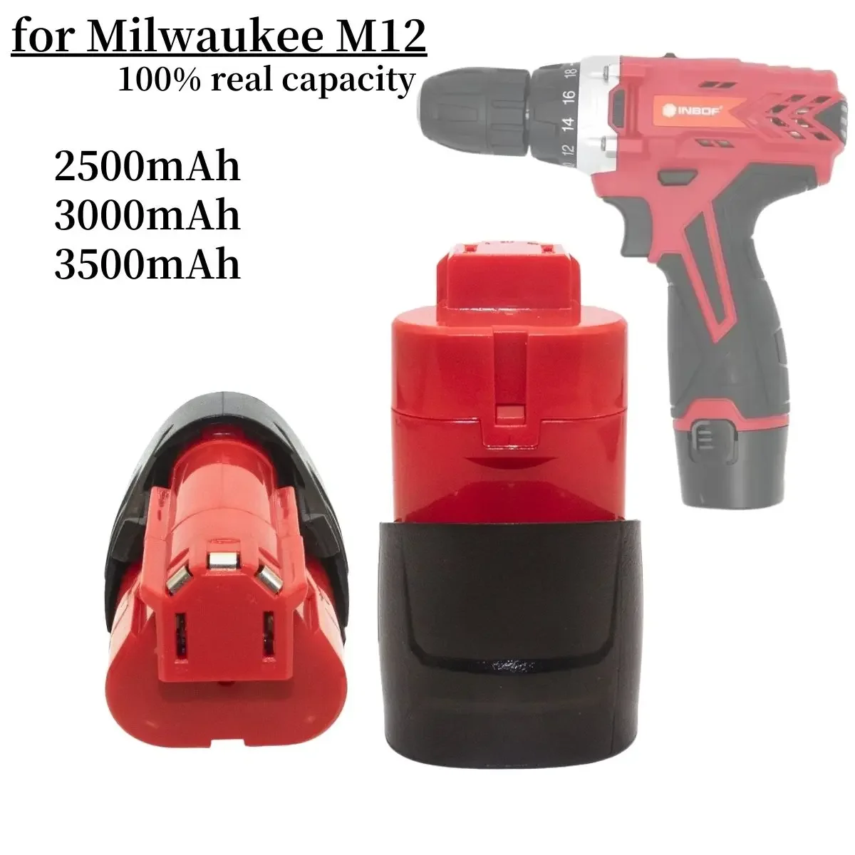 12V Miliwukee battery 2.5Ah/3Ah/3.5Ah Suitable for M12 XC-24 1048-11-2420-2411 12V cordless tool battery compatibility GOOD