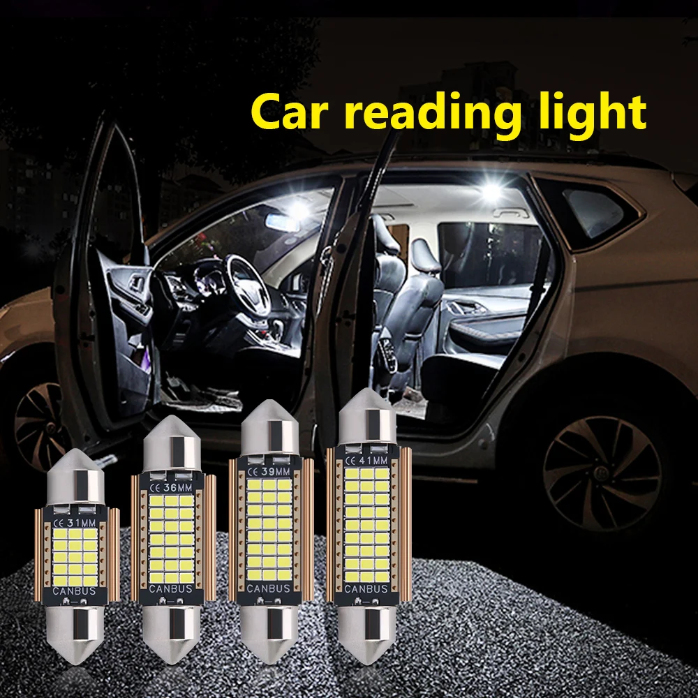 2/10pcs C10W C5W LED Canbus Festoon 31mm 36mm 39mm 41/42mm For Car Bulb Interior Reading Light License Plate Lamp White No Error