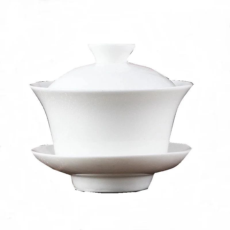 Chinese Gaiwan Tea Set Kung Fu White Ceramic Gaiwan White Teaware Sancai Tea Cup