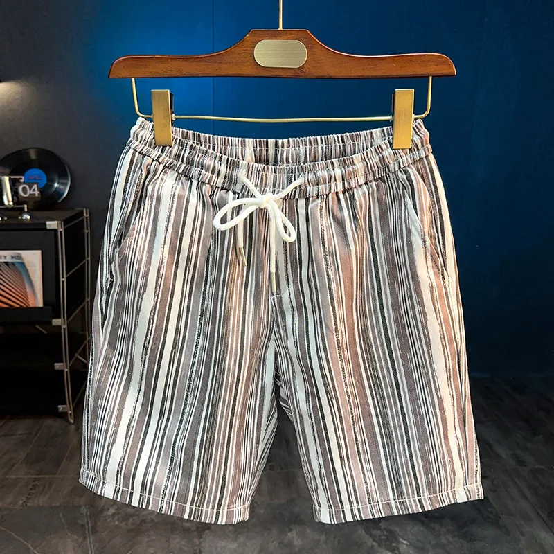 2025 여름 신상 남성 반바지 다용도 트렌디 속건 통기성 캐주얼 심플 패션 스트라이프 비치 팬츠