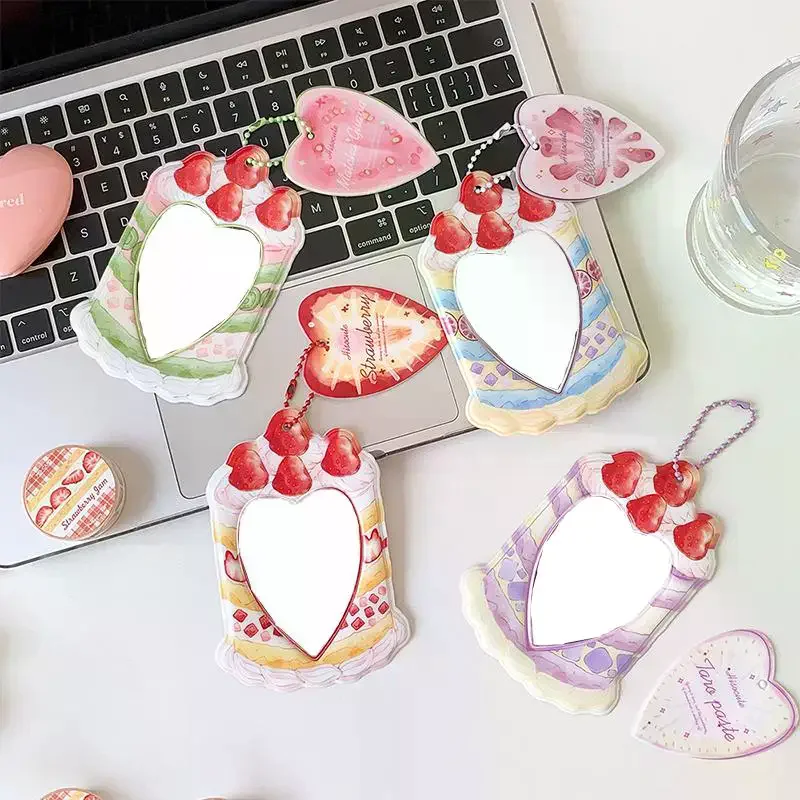 Fashion Cartoon Strawberry Cake Bag Pendant 3-Inch Card Holder Cute Girls Idol Photo Storage Card Bag Decoration Keychain Gifts