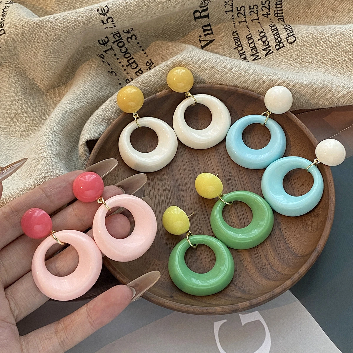 925 Silver Needle Korean Fashion Colorful Circle Drop Earrings For Women Party Jewelry 2026 Trending New Dopamine Earrings Gifts