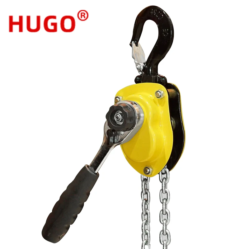 HUGO Mini Hand Wrench Hoist 0.25/0.5/0.75/1.5 Ton Portable Manual Operated Crane Hand Hoist for Lifting