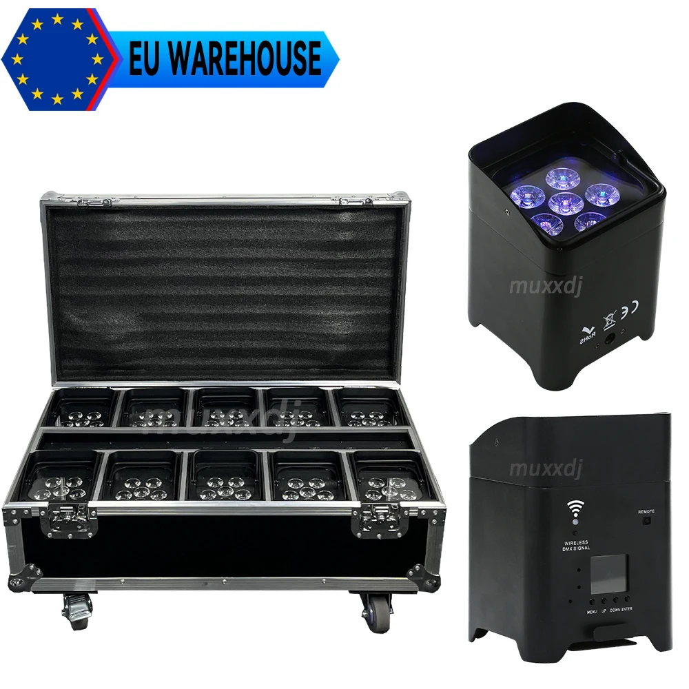 

Club Light DMX IR Wifi S6 Up Lighting 6x18W RGBWA+UV Color Battery Wireless Uplight Led Par Uplights For Wedding Disco Party