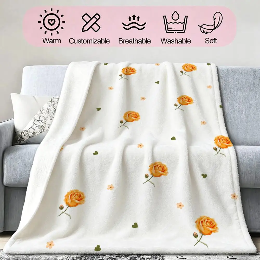 Vintage Rose Gift for Women Throw Soft Cozy Flannel Blanket for Couch Sofa Bed, Mid-Century Modern Art Lover Gift